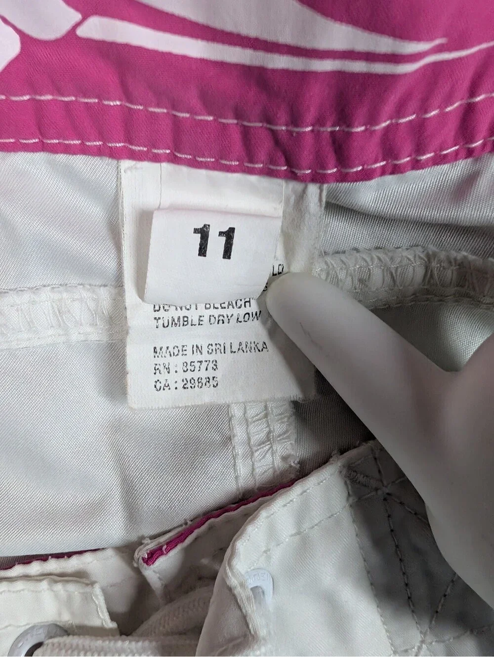 O'Neill Womens 11 White Pink Board Shorts Surf Swim Beach Drawstring Stretch